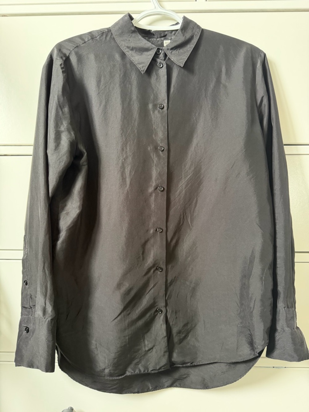 H&M 100% Silk Classic Black Button-Up Shirt